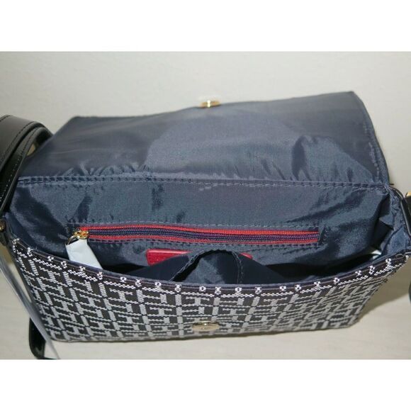 Tommy Hilfiger 69J5108 001 Black/White "TH" Monogram Crossbody Satchel Bag $108+ - Picture 8 of 11